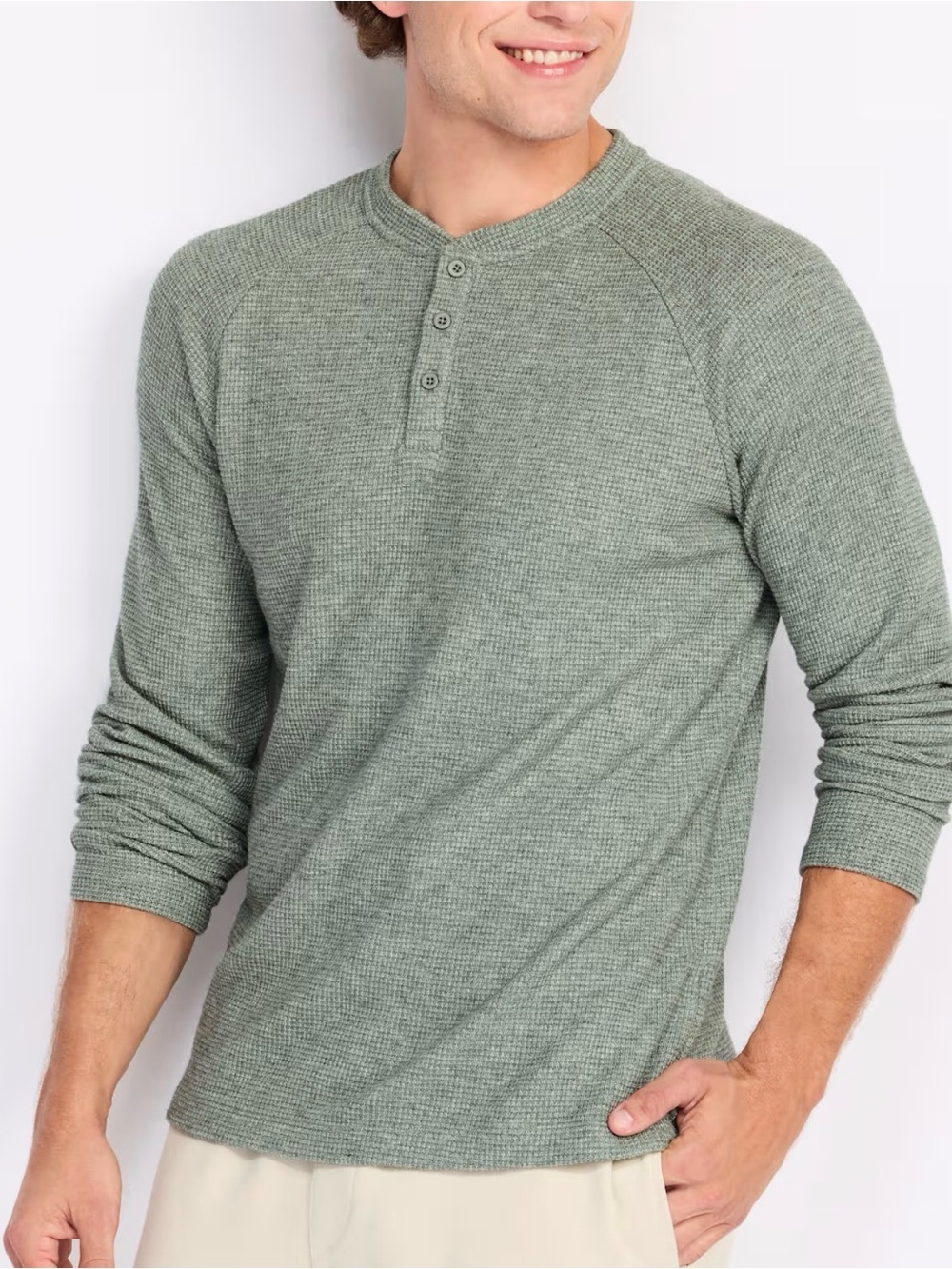 01.ALGO GridForm Performance Thermal Henley Green Large NWT STITCH FIX